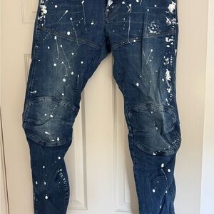 G-Star Blue Slim Paint-Splatter Jeans